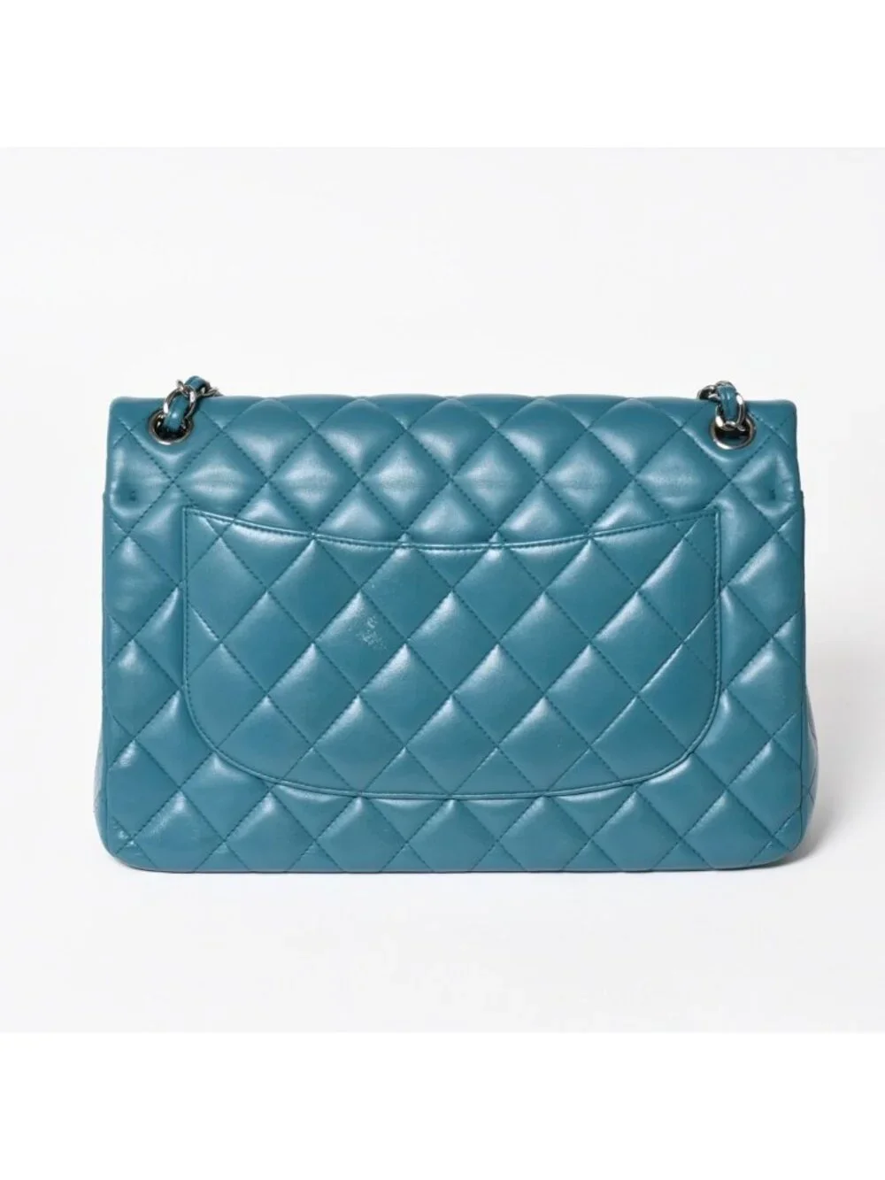 Chanel Maxi Quilted 30 Double Flap Chain Shoulder Bag CC Logo Lambskin Turquoise